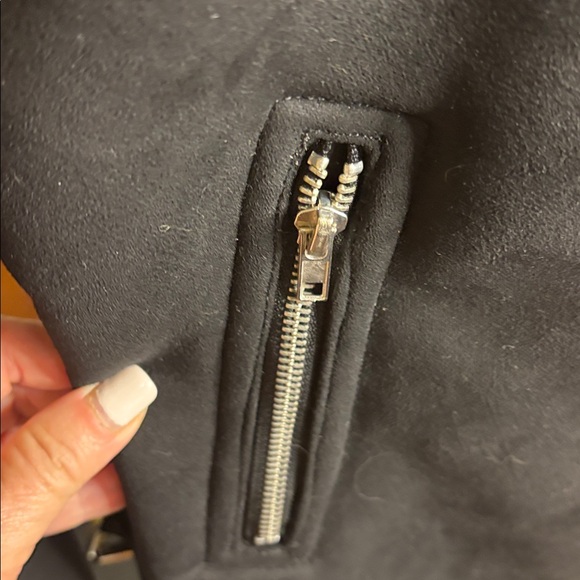 Boho Black Faux Suede Bomber Jacket NWT - Picture 6 of 9